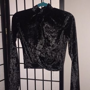 Black velvet crop top (worn once)